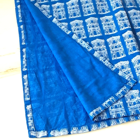 WFORWOMAN Kurta Mandarin Collar Building Print Button Down Tunic Top Sz 10 - Picture 7 of 8